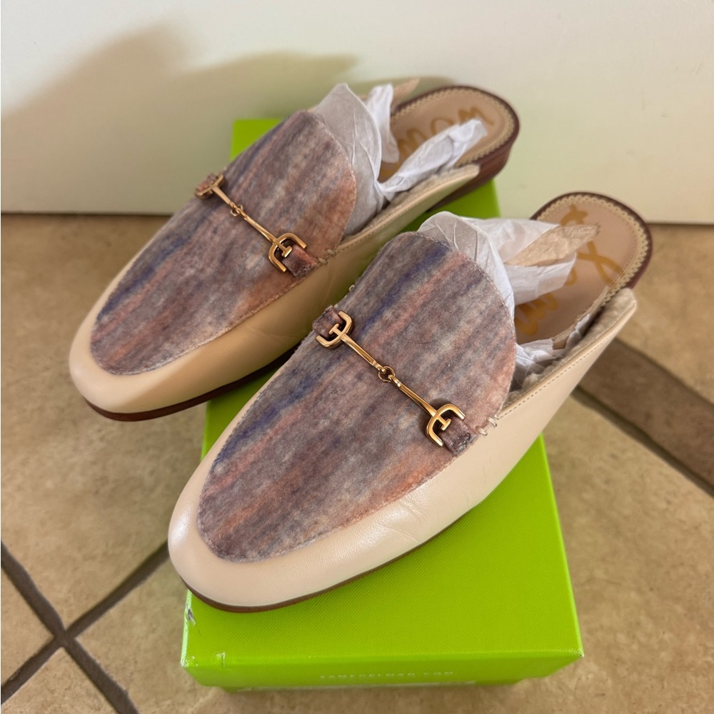SAM EDELMAN Beige and Plaid Loafers